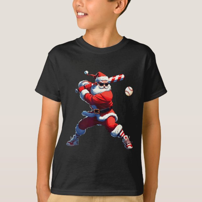 Camiseta Sungles Santa Playing Baseball Christmas Pajamas X (Anverso)