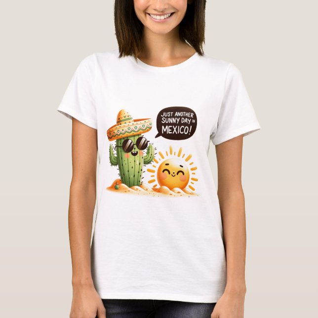 Camiseta Sunny Cactus Fiesta - Temática mexicana caprichosa (Anverso)