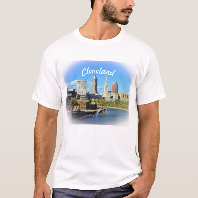 Camiseta Sunny Cleveland River Skyline (Anverso)