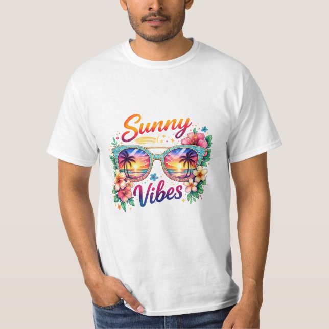 Camiseta Sunny Vibes Tropical Sunset Sunglasses Men’s Value (Anverso)