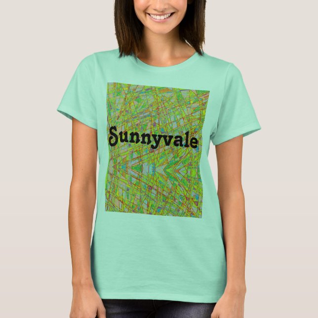 Camiseta Sunnyvale con arte abstracto y letras retro (Anverso)