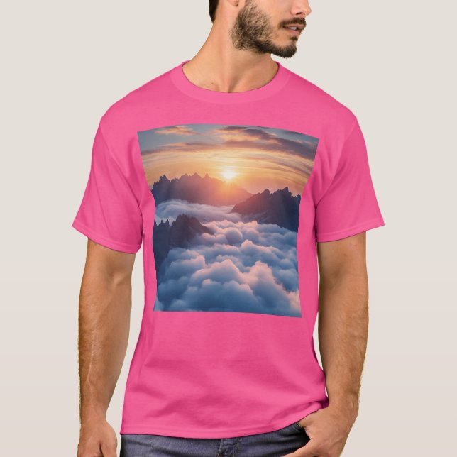 Camiseta Sunrise Mountains Landscape Nature Wall Art Activo (Anverso)