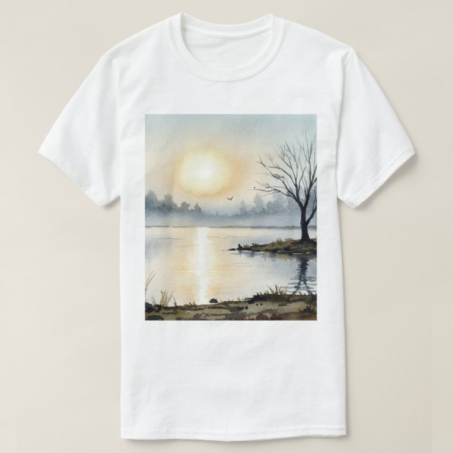 Camiseta Sunrise over a lake (Diseño del anverso)
