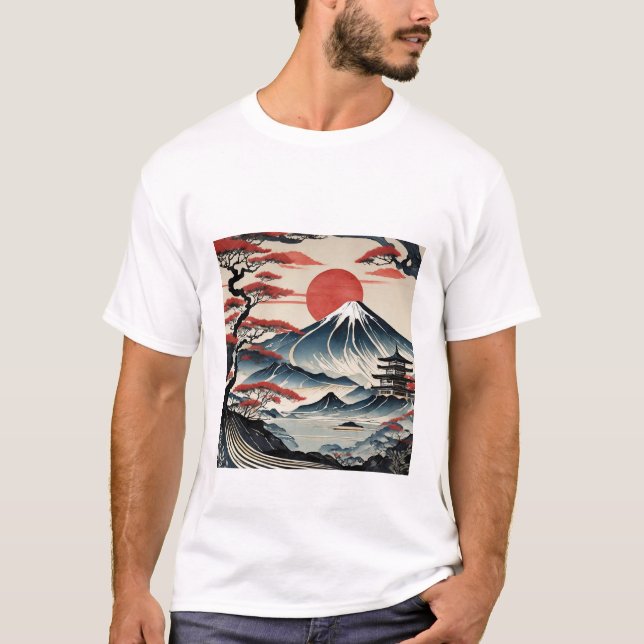 Camiseta Sunrise Serenity: Abraza la arte japonesa (Anverso)