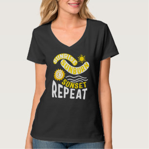 Camiseta Sunrise Sunburn Sunset Repeat Beach Summer Vacatio