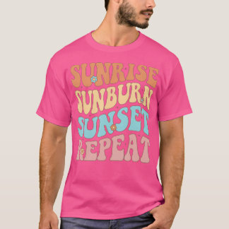 Camiseta Sunrise Sunburn Sunset Repeat Retro Groovy Chica H