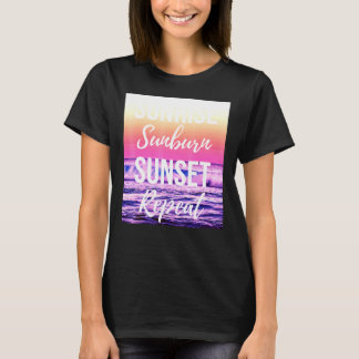 Camiseta Sunrise Sunburn Sunset Repetir música country Vaca