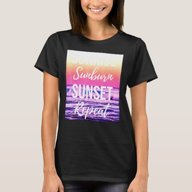 Camiseta Sunrise Sunburn Sunset Repetir música country Vaca (Anverso)