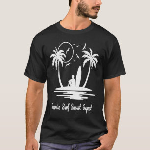 Camiseta Sunrise Surf Sunset Repeat Surfing Surfer Beach Pa
