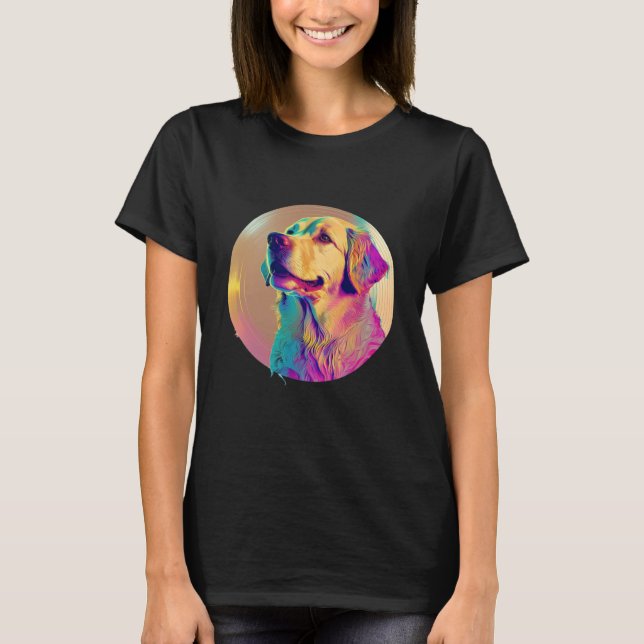 Camiseta Sunset 80s Retrowave Golden Retriever with Aesthet (Anverso)