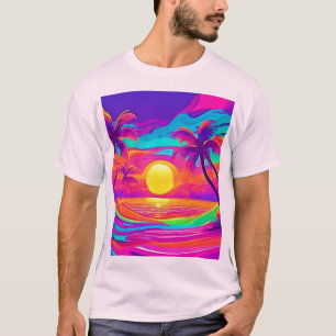 Camiseta Sunset azul y Naranja