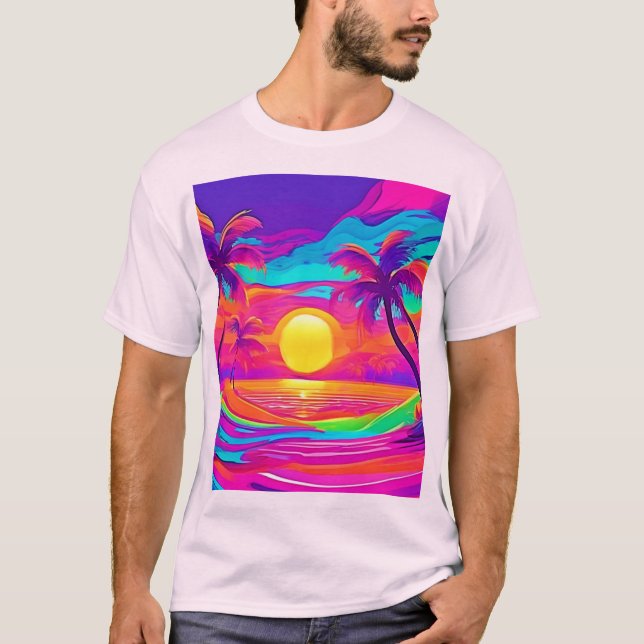Camiseta Sunset azul y Naranja (Anverso)