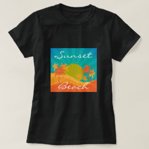 Camiseta Sunset Beach eslogan diseño de surf tropical retro