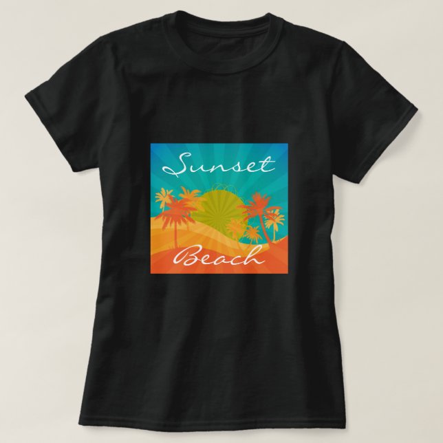 Camiseta Sunset Beach eslogan diseño de surf tropical retro