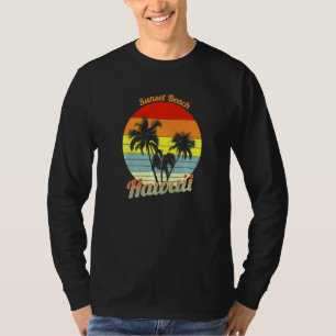 Camiseta Sunset Beach Hawaii Retro Tropical Palm Trees Vaca
