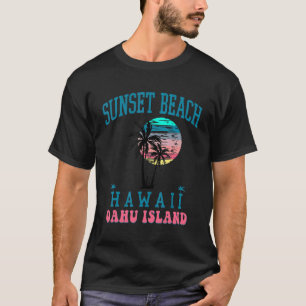 Camiseta Sunset Beach Oahu Island Hi Beach Palm Trees Summe