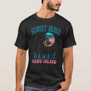 Camiseta Sunset Beach Oahu Island Hi Beach Palm Trees Summe