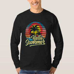 Camiseta Sunset Beach Palm Tree Hello Summer Vacation Holi