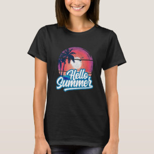 Camiseta Sunset Beach Palm Tree Hello Summer Vacation Holi