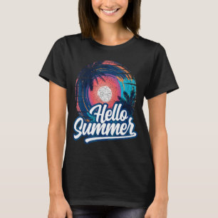 Camiseta Sunset Beach Palm Tree Hello Summer Vacation Holi