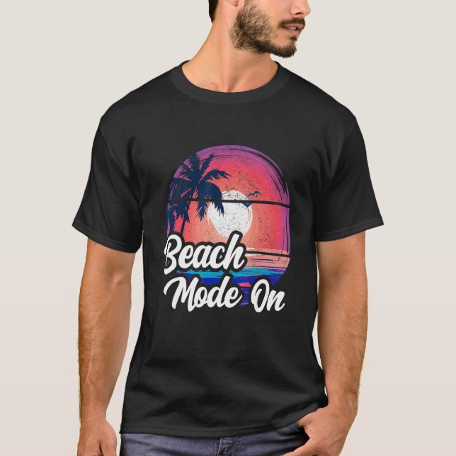 Camiseta Sunset Beach Palm Tree Modo De Verano En La Vacaci (Anverso)