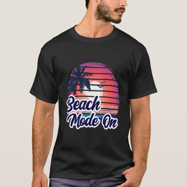 Camiseta Sunset Beach Palm Tree Modo De Verano En La Vacaci (Anverso)