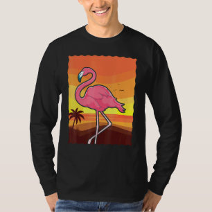 Camiseta Sunset Beach Palm Trem Pink Flamingo Tropical Sum
