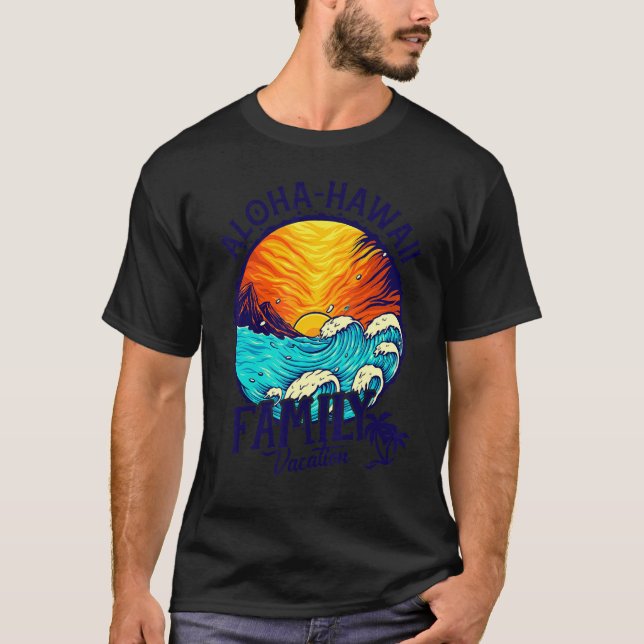 Camiseta Sunset Beach Retro Aloha Hawaii Familia Coincidien (Anverso)