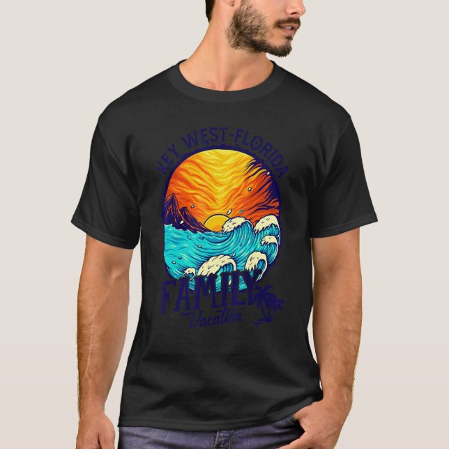 Camiseta Sunset Beach Retro Key West Florida Vacaciones Fam (Anverso)