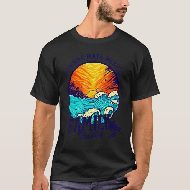 Camiseta Sunset Beach Retro Riviera Maya México Familia Vac (Anverso)