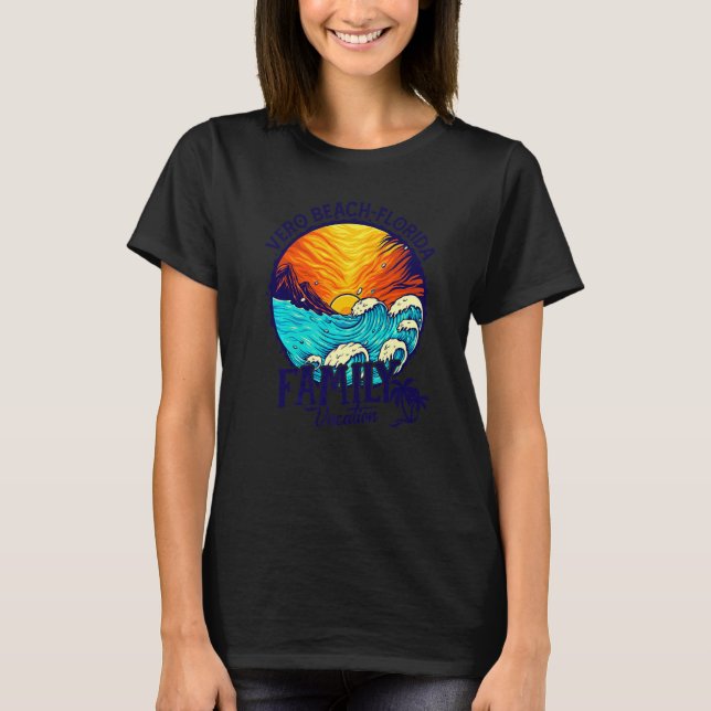 Camiseta Sunset Beach Retro Vero Beach Vacaciones Familiare (Anverso)