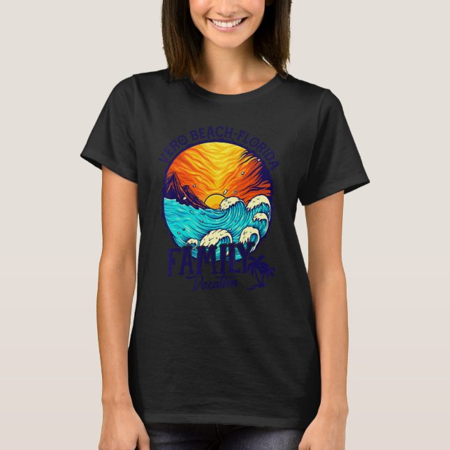 Camiseta Sunset Beach Retro Vero Beach Vacaciones Familiare (Anverso)