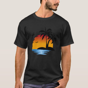 Camiseta Sunset Beach Silhouette Tropical Palm Tree Summer
