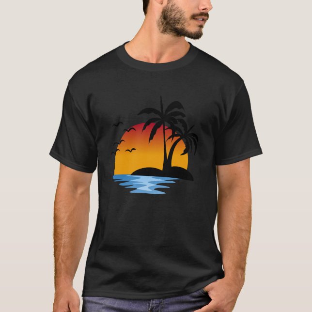 Camiseta Sunset Beach Silhouette Tropical Palm Tree Summer (Anverso)
