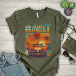Camiseta Sunset Chase - Auto vintage, Día de la Playa
