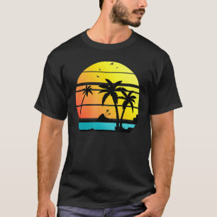 Camiseta Sunset Coconut Palm Treps Vibes Retro Tropi