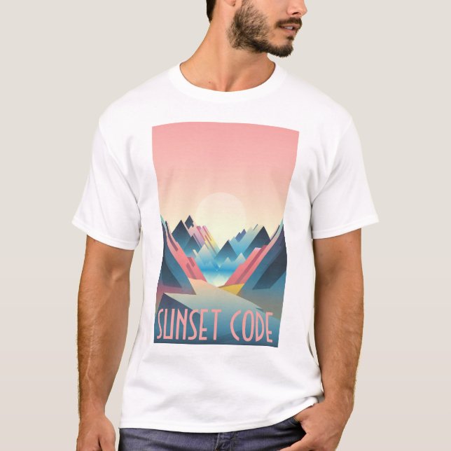 Camiseta Sunset Code: Digital Mountain Sunset T-Shirt (Anverso)