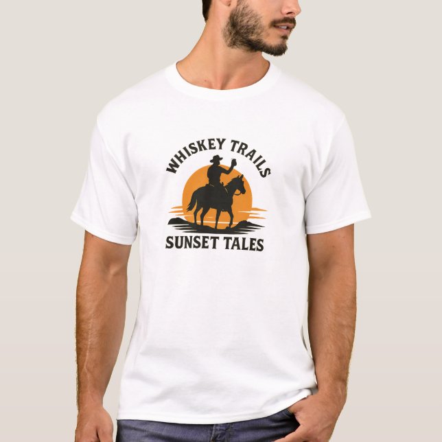 Camiseta Sunset Cowboy Whiskey Trails Design (Anverso)