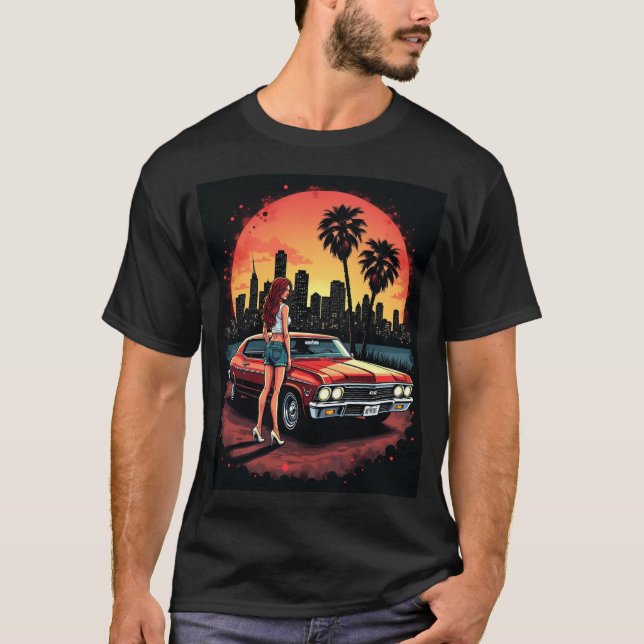 Camiseta Sunset Cruise Siren: Clásica luz de carretera y ci (Anverso)