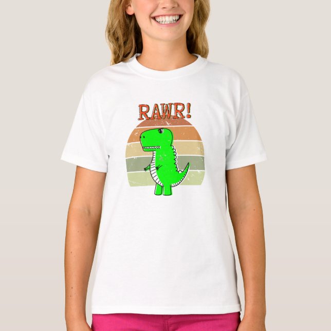 Camiseta Sunset De Dinosaurio De T-Rex, Un Personalizado Am (Anverso)