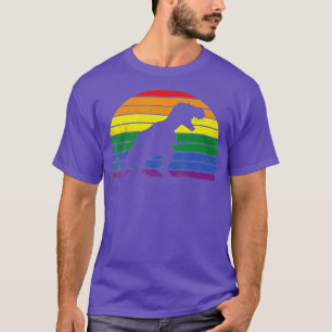 Camiseta Sunset de Dinosaurio Lesbiano del Orgullo Gay LGBT