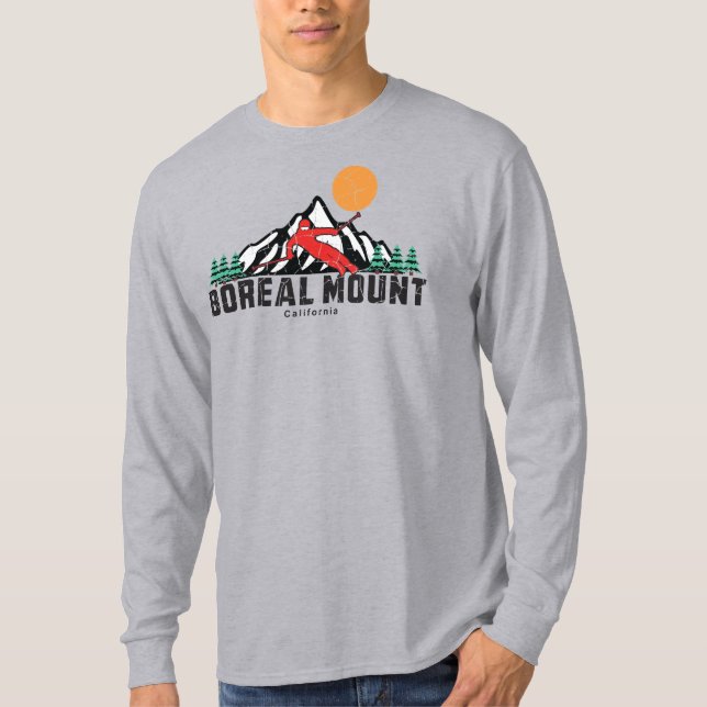 Camiseta Sunset de esquí de montaña retro boreal (Anverso)
