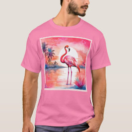 Camiseta Sunset de Flamingo Rosa