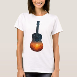 Camiseta Sunset de guitarra cósmica - Arte de música surrea