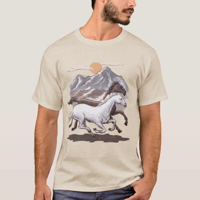 Camiseta Sunset de la Montaña de los Caballos Silvestres (Anverso)
