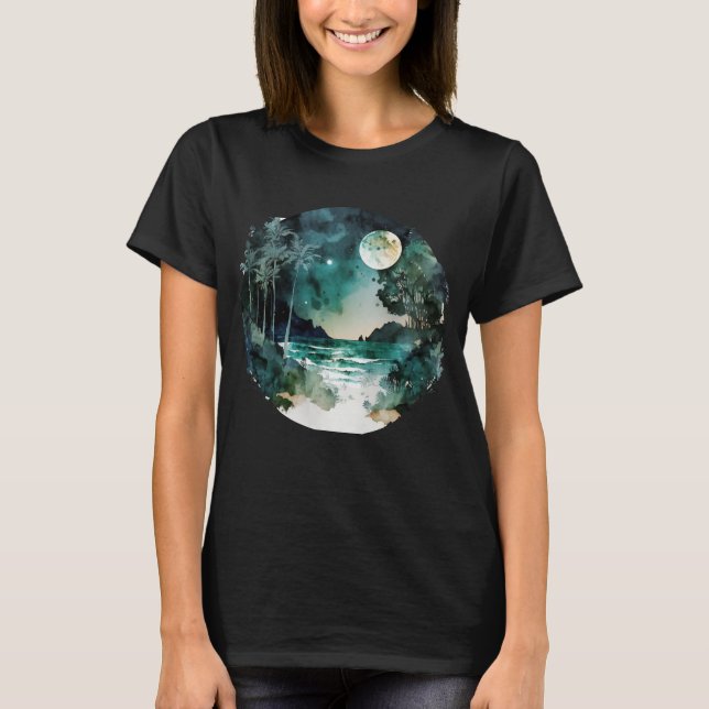 Camiseta Sunset de playa tropical (Anverso)