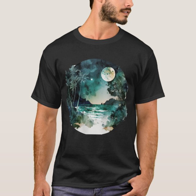 Camiseta Sunset de playa tropical (Anverso)