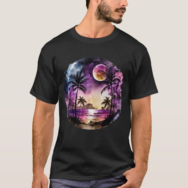 Camiseta Sunset de playa tropical (Anverso)