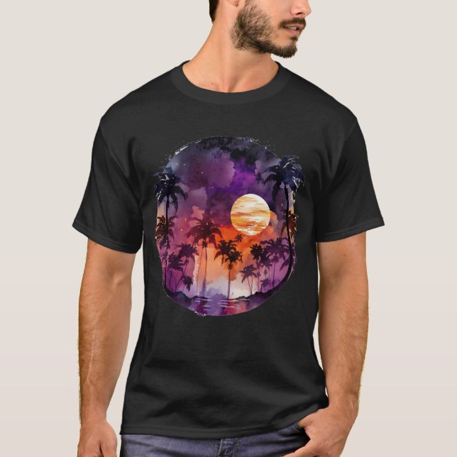 Camiseta Sunset de playa tropical (Anverso)