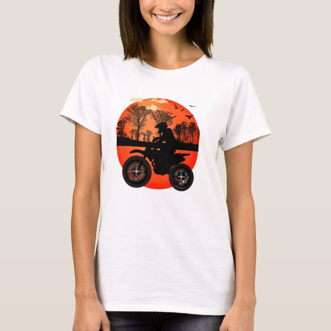 Camiseta Sunset Dirt Bike Rider Adventure Silhouette (Anverso)